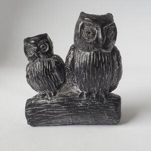 Vintage Jolin Canada Mother & Baby Owl Sculpted Soapstone Figurine EUC